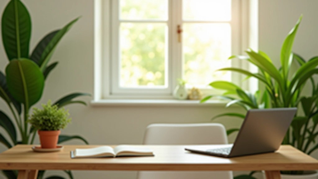 Profissional em ambiente de trabalho aconchegante com plantas e luz natural